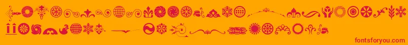 CornucopiaOfOrnamentsThree-Schriftart – Rote Schriften auf orangefarbenem Hintergrund
