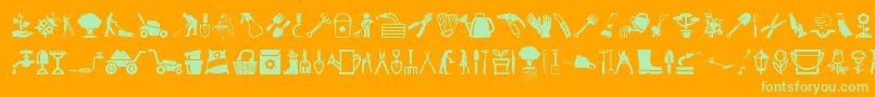 GardenIcons-Schriftart – Grüne Schriften auf orangefarbenem Hintergrund