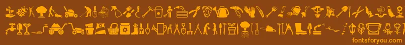 GardenIcons Font – Orange Fonts on Brown Background