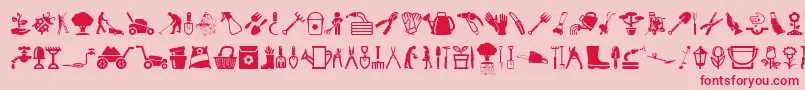 GardenIcons Font – Red Fonts on Pink Background