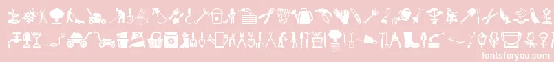 GardenIcons-Schriftart – Weiße Schriften auf rosa Hintergrund