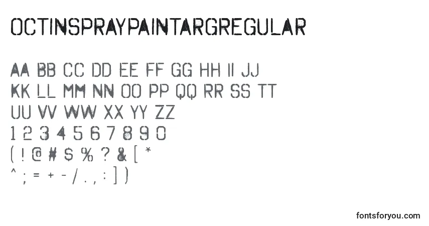 A fonte OctinspraypaintargRegular – alfabeto, números, caracteres especiais