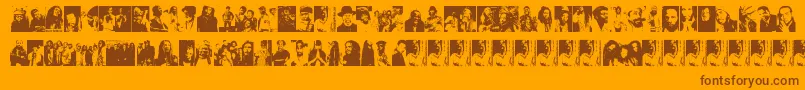 ReggaeGreatests-Schriftart – Braune Schriften auf orangefarbenem Hintergrund