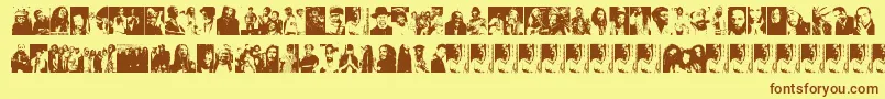 ReggaeGreatests-Schriftart – Braune Schriften auf gelbem Hintergrund