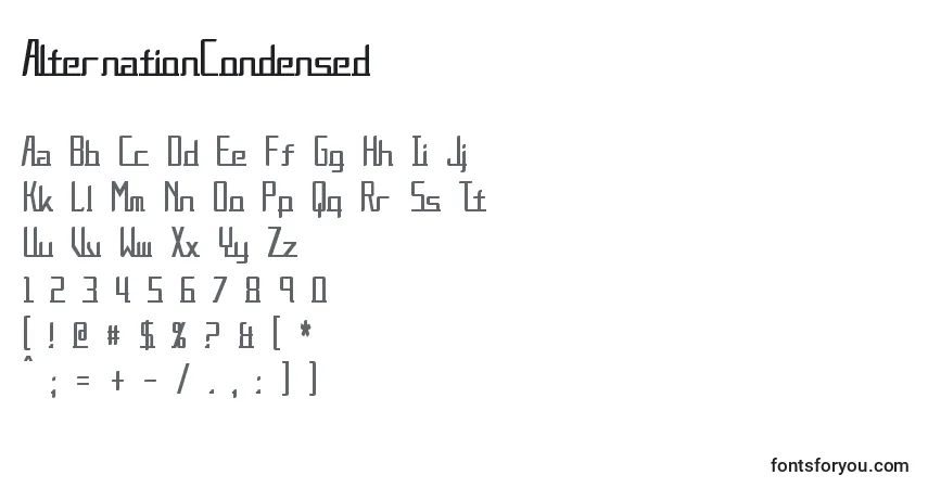 A fonte AlternationCondensed – alfabeto, números, caracteres especiais