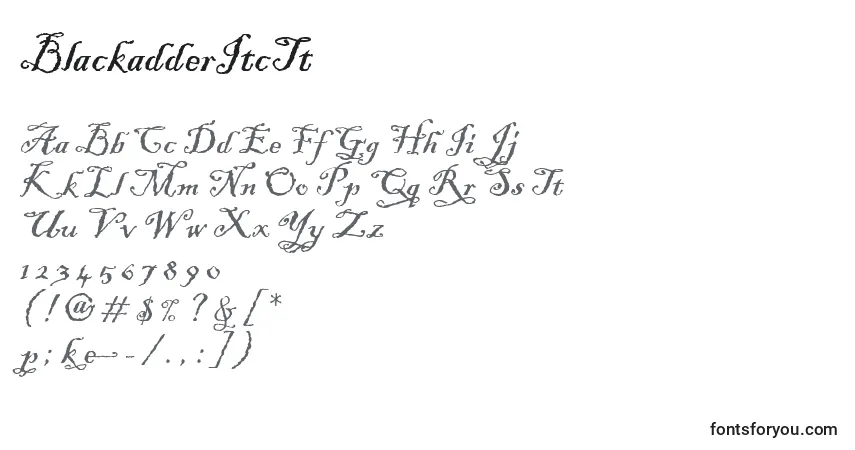 A fonte BlackadderItcTt – alfabeto, números, caracteres especiais
