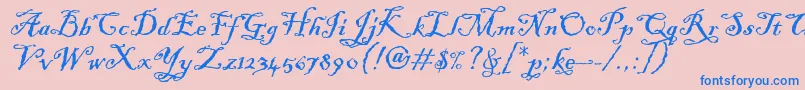BlackadderItcTt-Schriftart – Blaue Schriften auf rosa Hintergrund