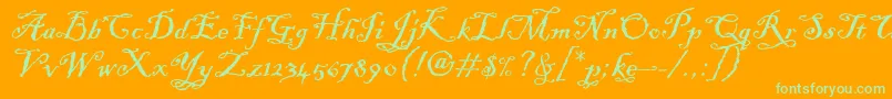 BlackadderItcTt-Schriftart – Grüne Schriften auf orangefarbenem Hintergrund