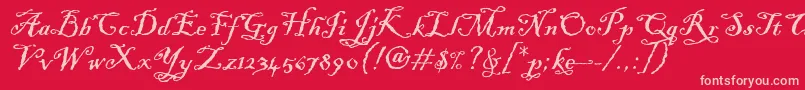 BlackadderItcTt-fontti – vaaleanpunaiset fontit punaisella taustalla