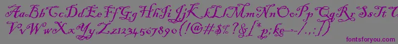 BlackadderItcTt-Schriftart – Violette Schriften auf grauem Hintergrund