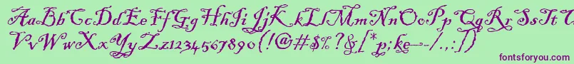 BlackadderItcTt Font – Purple Fonts on Green Background