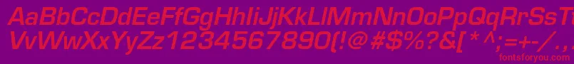 EurostileltstdDemioblique Font – Red Fonts on Purple Background