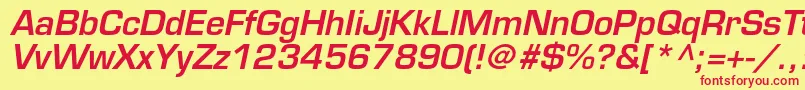 EurostileltstdDemioblique Font – Red Fonts on Yellow Background