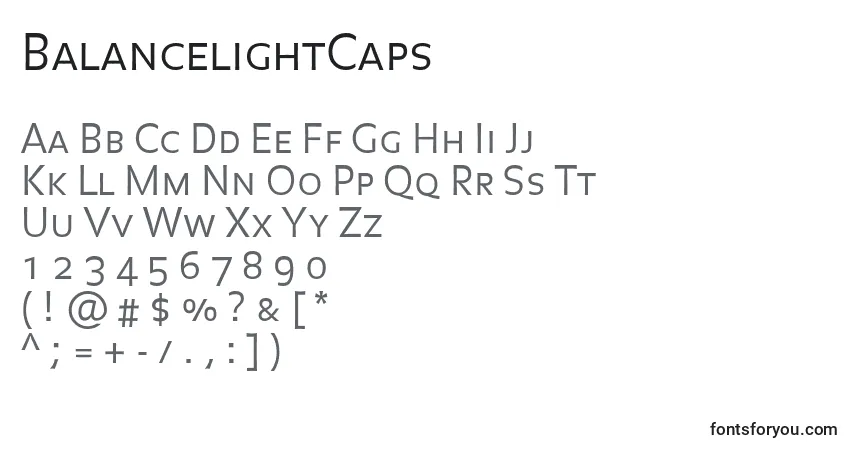 Czcionka BalancelightCaps – alfabet, cyfry, specjalne znaki