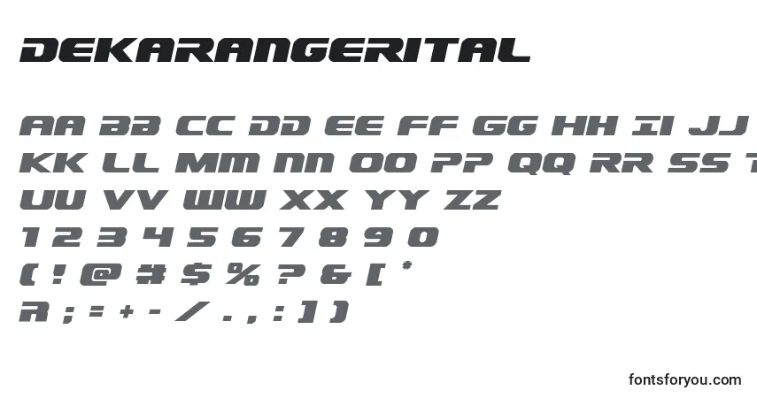 Schriftart Dekarangerital – Alphabet, Zahlen, spezielle Symbole