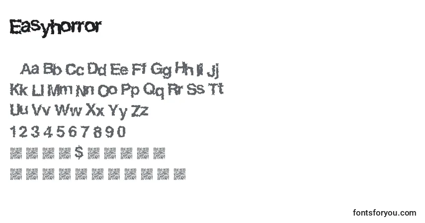 Czcionka Easyhorror – alfabet, cyfry, specjalne znaki