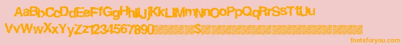 Easyhorror-Schriftart – Orangefarbene Schriften auf rosa Hintergrund