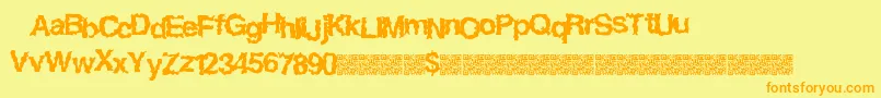 Easyhorror-Schriftart – Orangefarbene Schriften auf gelbem Hintergrund