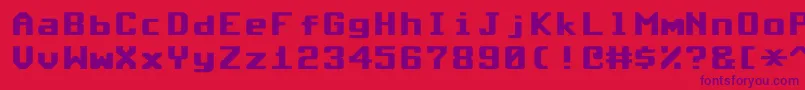 Czcionka Commodore64Rounded – fioletowe czcionki na czerwonym tle