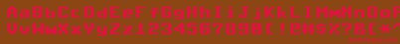 フォントCommodore64Rounded – 赤い文字が茶色の背景にあります。