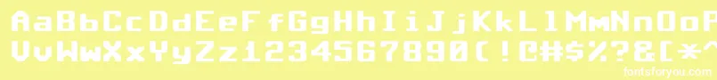 Шрифт Commodore64Rounded – белые шрифты на жёлтом фоне