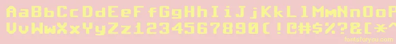 Commodore64Rounded-Schriftart – Gelbe Schriften auf rosa Hintergrund