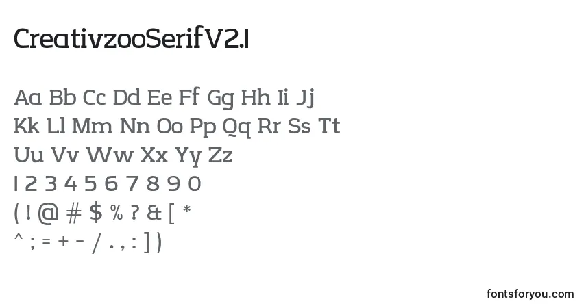 Schriftart CreativzooSerifV2.1 – Alphabet, Zahlen, spezielle Symbole