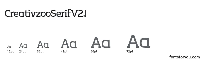 Размеры шрифта CreativzooSerifV2.1