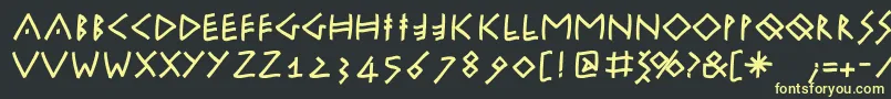 フォントRunikleinfreeform – 黒い背景に黄色の文字