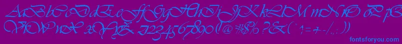 Vivienne-Schriftart – Blaue Schriften auf violettem Hintergrund