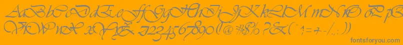 Vivienne-Schriftart – Graue Schriften auf orangefarbenem Hintergrund