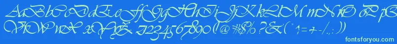 Vivienne Font – Green Fonts on Blue Background