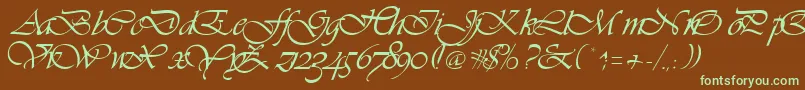 Vivienne-fontti – vihreät fontit ruskealla taustalla