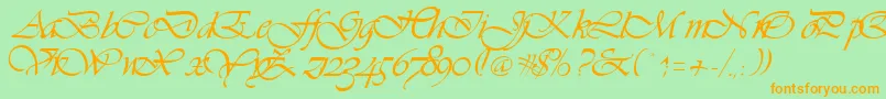 Vivienne Font – Orange Fonts on Green Background