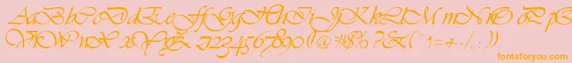 Vivienne-Schriftart – Orangefarbene Schriften auf rosa Hintergrund