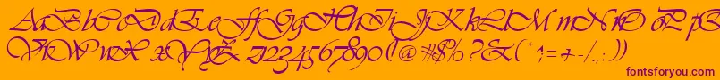 Vivienne Font – Purple Fonts on Orange Background
