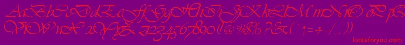 Vivienne-Schriftart – Rote Schriften auf violettem Hintergrund