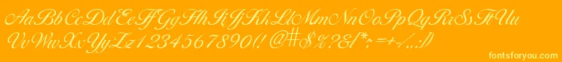 GeLarascript-Schriftart – Gelbe Schriften auf orangefarbenem Hintergrund