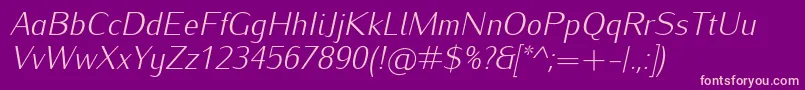 Fonte IwonalightItalic – fontes rosa em um fundo violeta