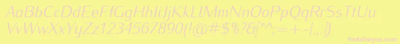 Fonte IwonalightItalic – fontes rosa em um fundo amarelo