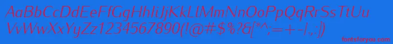 IwonalightItalic Font – Red Fonts on Blue Background