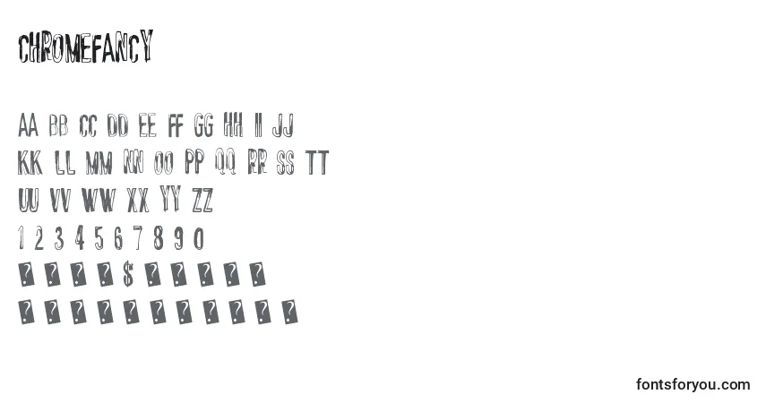 Czcionka Chromefancy – alfabet, cyfry, specjalne znaki
