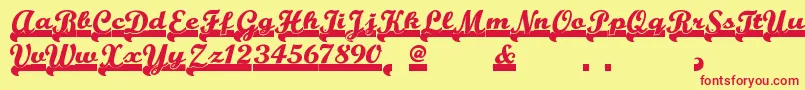 Teamspiritnf-Schriftart – Rote Schriften auf gelbem Hintergrund