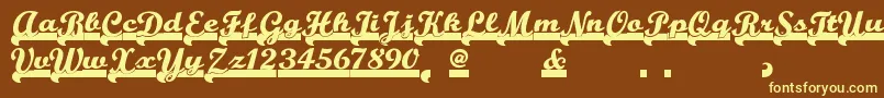 Teamspiritnf-fontti – keltaiset fontit ruskealla taustalla