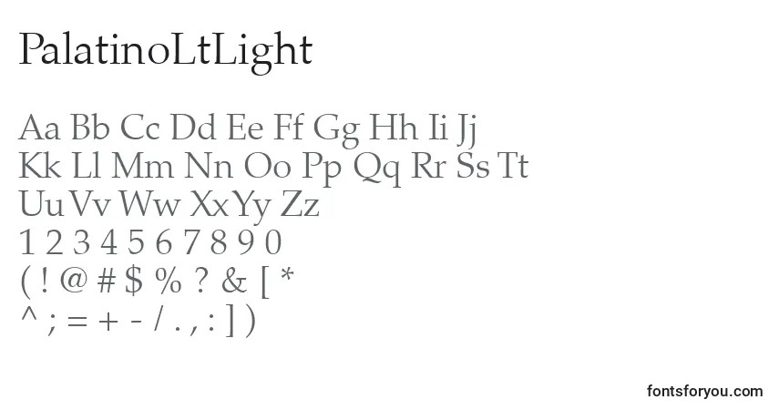 A fonte PalatinoLtLight – alfabeto, números, caracteres especiais