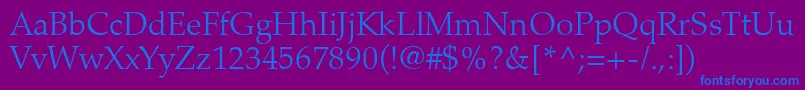 PalatinoLtLight Font – Blue Fonts on Purple Background