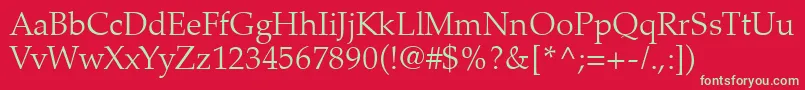 フォントPalatinoLtLight – 赤い背景に緑の文字