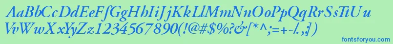 GaramondsskSemibolditalic Font – Blue Fonts on Green Background