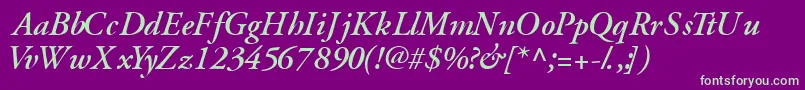 GaramondsskSemibolditalic Font – Green Fonts on Purple Background