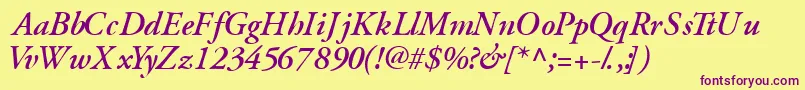 GaramondsskSemibolditalic Font – Purple Fonts on Yellow Background